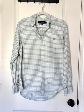Ralph Lauren Men's Casual Checkered Shirt - Green and White